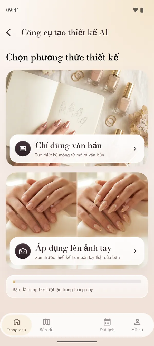 Trình tạo mẫu AI với mô tả chữ và chế độ ảnh bàn tay